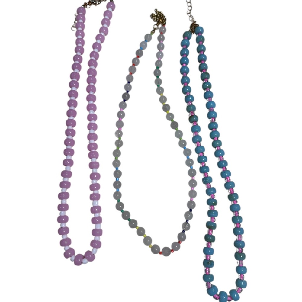 3 beaded multicolored necklaces